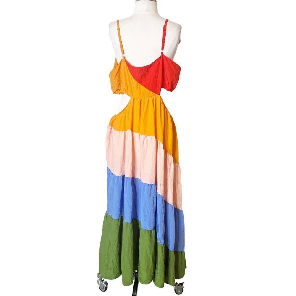 Eloquii Rainbow Tiered Cutout Maxi Dress sz 18 - Picture 6 of 7